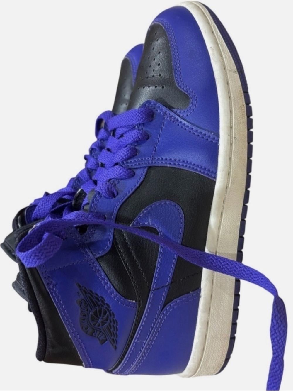 Nike Air Jordan 1 Sz 6 Shoes High-top Basketball Sneakers Purple Black
